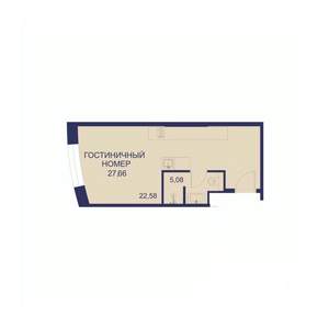 1-к квартира, вторичка, 22м2, 18/23 этаж