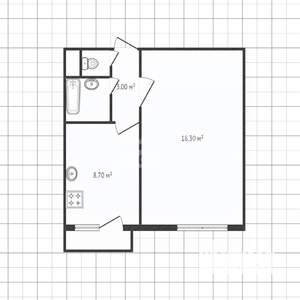 1-к квартира, вторичка, 33м2, 4/9 этаж