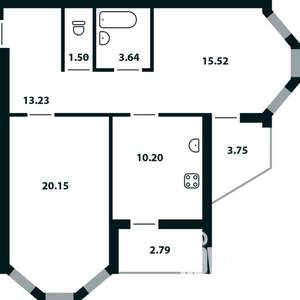 2-к квартира, строящийся дом, 65м2, 15/17 этаж