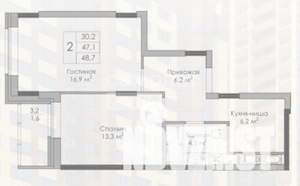 2-к квартира, вторичка, 49м2, 8/19 этаж