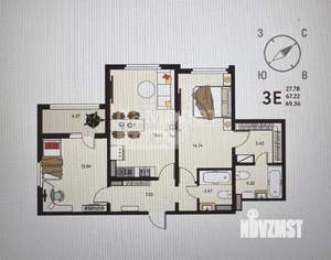 3-к квартира, вторичка, 69м2, 10/18 этаж