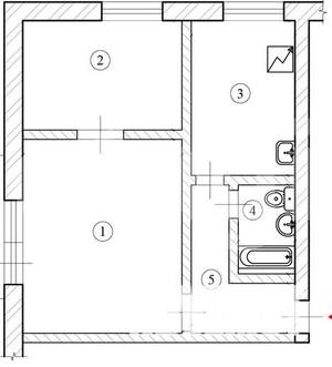 2-к квартира, вторичка, 43м2, 4/5 этаж