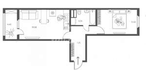 1-к квартира, вторичка, 45м2, 8/17 этаж