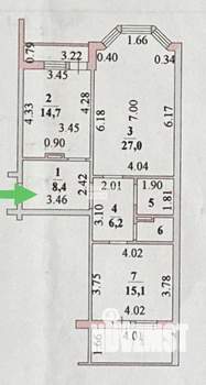 2-к квартира, вторичка, 77м2, 1/11 этаж