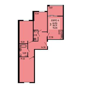 3-к квартира, вторичка, 94м2, 21/25 этаж