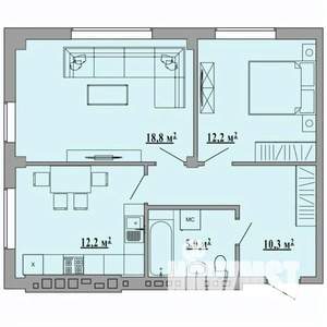 2-к квартира, строящийся дом, 61м2, 5/5 этаж
