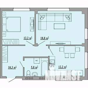 2-к квартира, строящийся дом, 60м2, 5/5 этаж