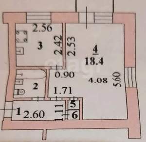 1-к квартира, вторичка, 31м2, 5/5 этаж