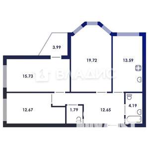 3-к квартира, вторичка, 85м2, 5/17 этаж