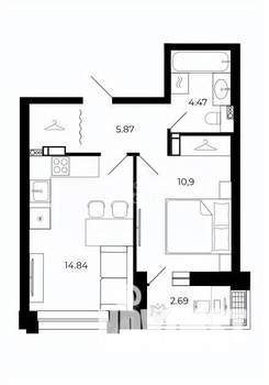 1-к квартира, строящийся дом, 39м2, 11/15 этаж