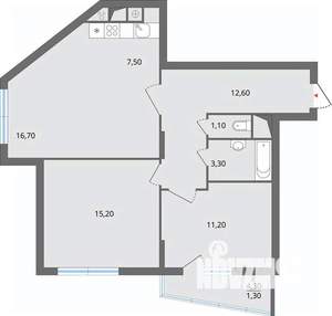 3-к квартира, строящийся дом, 71м2, 12/17 этаж