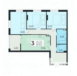 3-к квартира, вторичка, 88м2, 10/24 этаж