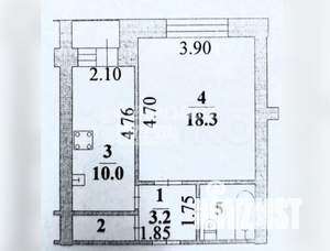 1-к квартира, вторичка, 37м2, 9/9 этаж