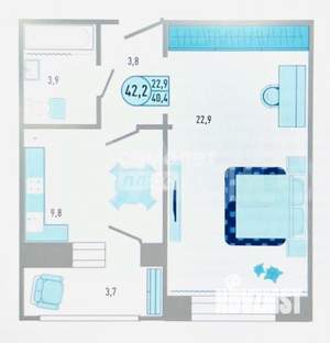1-к квартира, вторичка, 42м2, 2/18 этаж