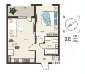 1-к квартира, вторичка, 41м2, 12/18 этаж