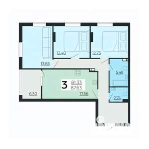 3-к квартира, вторичка, 88м2, 10/24 этаж