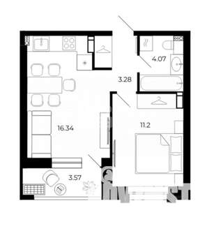 1-к квартира, вторичка, 38м2, 2/15 этаж