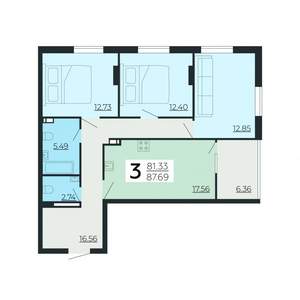 3-к квартира, вторичка, 88м2, 15/24 этаж