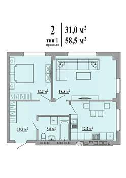 2-к квартира, строящийся дом, 59м2, 5/5 этаж
