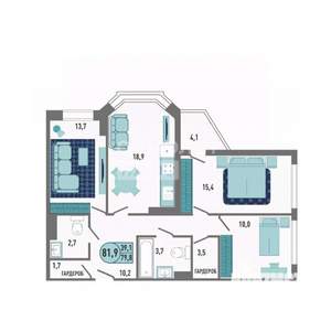 3-к квартира, вторичка, 82м2, 16/18 этаж