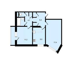 2-к квартира, вторичка, 52м2, 1/5 этаж
