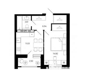 2-к квартира, вторичка, 55м2, 18/24 этаж