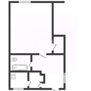 1-к квартира, вторичка, 42м2, 1/1 этаж