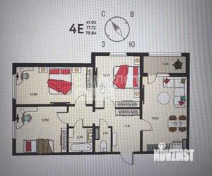 4-к квартира, вторичка, 80м2, 11/18 этаж