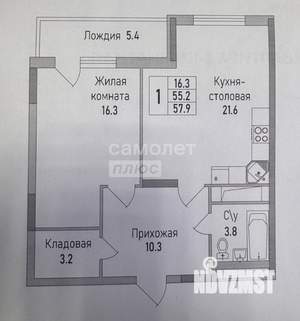 1-к квартира, вторичка, 58м2, 9/19 этаж