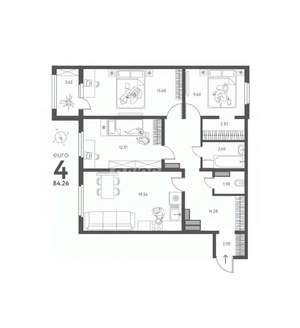 3-к квартира, вторичка, 84м2, 2/18 этаж