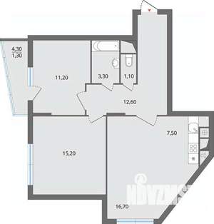 3-к квартира, строящийся дом, 72м2, 8/17 этаж