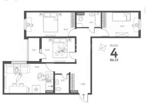 3-к квартира, строящийся дом, 86м2, 3/17 этаж