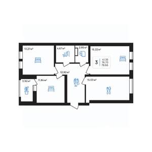 3-к квартира, строящийся дом, 79м2, 6/8 этаж