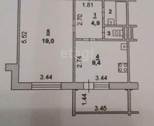 1-к квартира, вторичка, 38м2, 7/17 этаж