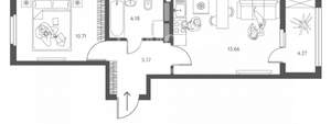 2-к квартира, вторичка, 38м2, 8/17 этаж