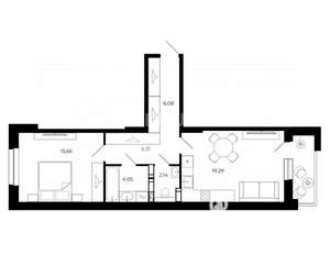 2-к квартира, вторичка, 55м2, 18/24 этаж