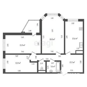 3-к квартира, вторичка, 82м2, 12/17 этаж