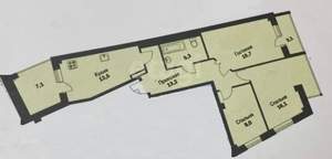 3-к квартира, вторичка, 76м2, 8/13 этаж