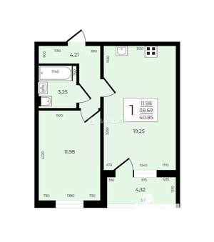 1-к квартира, вторичка, 39м2, 18/18 этаж