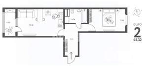 1-к квартира, вторичка, 45м2, 6/17 этаж