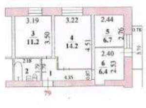 2-к квартира, вторичка, 47м2, 7/9 этаж