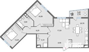 4-к квартира, строящийся дом, 92м2, 7/17 этаж