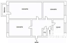 3-к квартира, вторичка, 61м2, 3/5 этаж