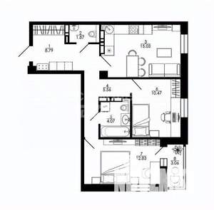 2-к квартира, вторичка, 60м2, 18/25 этаж