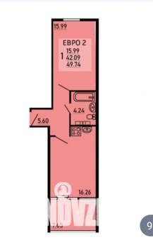 2-к квартира, вторичка, 50м2, 9/26 этаж