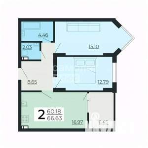 3-к квартира, вторичка, 67м2, 2/24 этаж