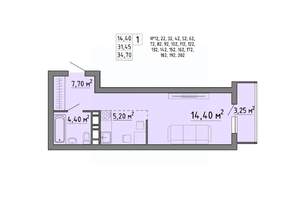 1-к квартира, строящийся дом, 35м2, 10/21 этаж