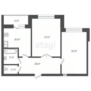 2-к квартира, вторичка, 57м2, 2/24 этаж