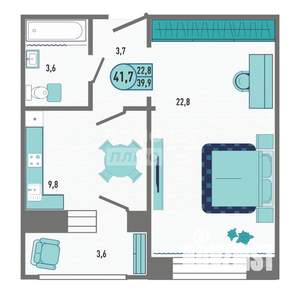 1-к квартира, вторичка, 42м2, 10/18 этаж