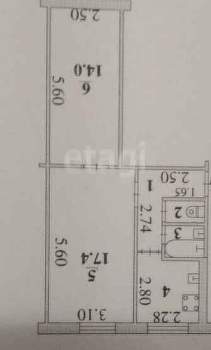2-к квартира, вторичка, 44м2, 3/5 этаж